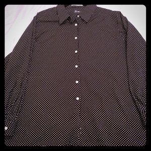 Black and white polka dot Foxcroft blouse